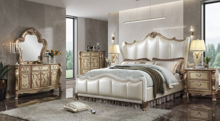 Slaapkamer nachtkastjes set bed 5-delig Rococo barok antieke stijl bed hout