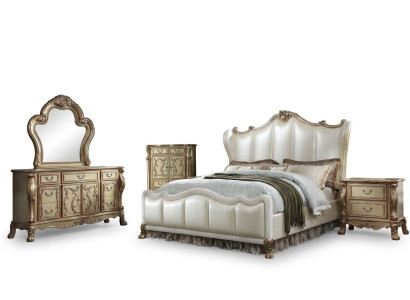 Slaapkamer nachtkastjes set bed 5-delig Rococo barok antieke stijl bed hout