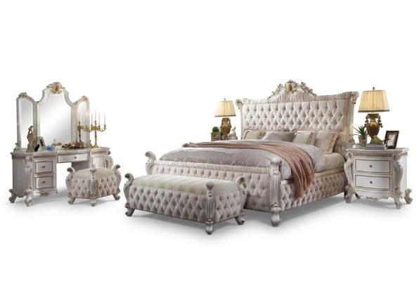 Klassieke slaapkamer set barok rococo bed nachtkastje ladekast