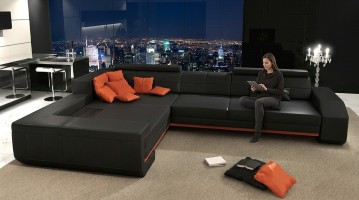 Sofa L-vorm leren bank bankstel design hoekbank