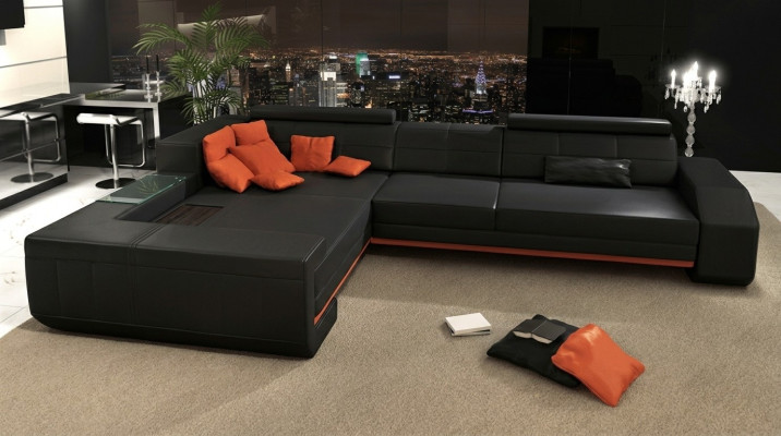 Sofa L-vorm leren bank bankstel design hoekbank