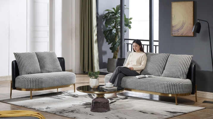 Sofaset 3-zits Set Design Bank Gestoffeerde Bank Moderne Luxe Nieuw