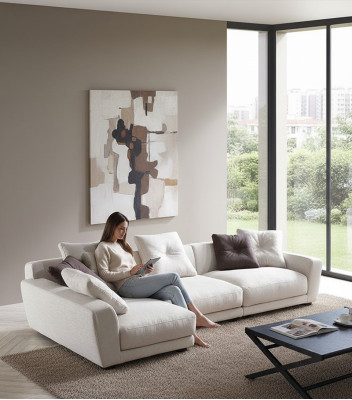 Ontwerp hoekbank L-vorm bank bekleding textiel bankstellen luxe woonkamer
