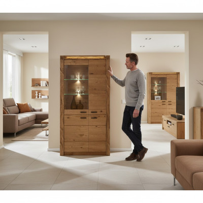 Vitrine kast dressoir woonkamer glazen plank vitrines rekken houten kasten nieuw