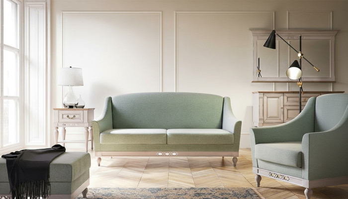 Sofa set Bank Bankstel Sierkussen Set Set Zitplaats 311 Voetenbankje 4-delig. Garnituren
