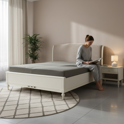 Bedden Bedden Tweepersoonsbed Slaapkamer Leer Bekleding Textiel Tweepersoonsbedden Nieuw Textiel