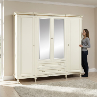 Klassieke kasten Kast Kastwand 4 deuren Houten meubels Slaapkamer
