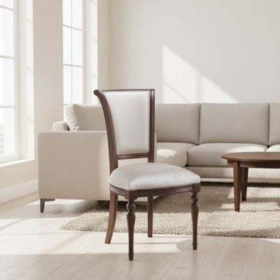 Klassieke ontwerper Echte houten stoel met leuningen Gestoffeerd ontwerp Eetkamer Woonkamer Nieuw
