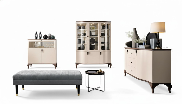 Woonkamer meubelset - dressoir barkast vitrine 3-delige set ontwerp