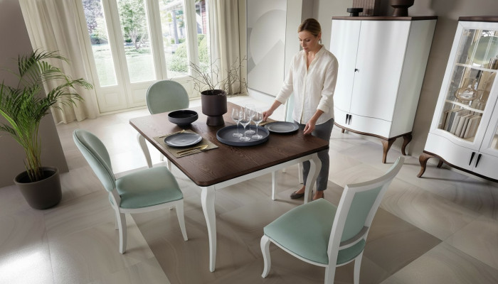 Klassieke eettafelset houten eettafel eetkamer 4x stoel stoelen set