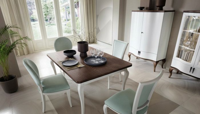 Klassieke eettafelset houten eettafel eetkamer 4x stoel stoelen set