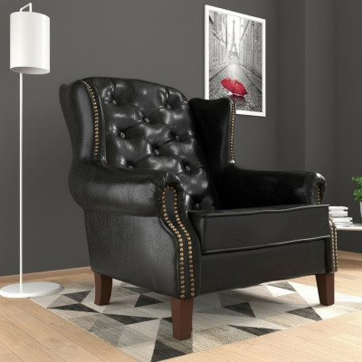 Ohrensessel Stoel TV-ontwerp gestoffeerde bank bank Chesterfield leer