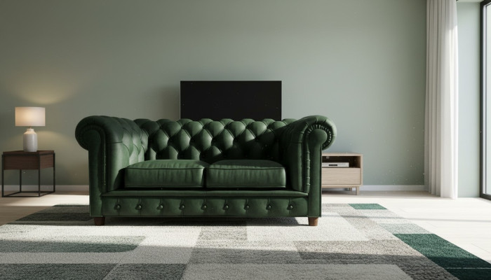 Chesterfield Luxe 2-zitsbank Beklede Bank Stoffen Bankstel Nieuw