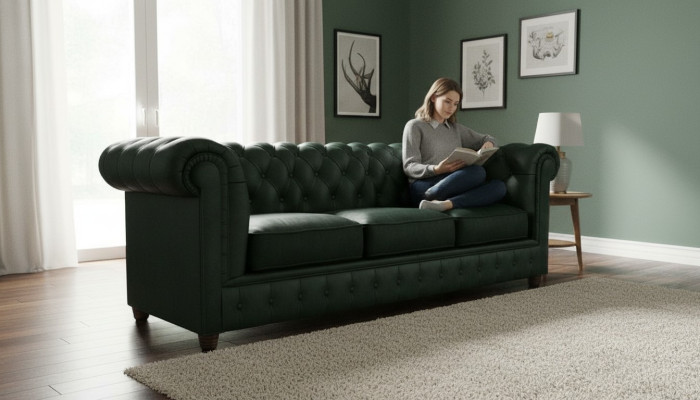 Chesterfield Bank Bank Bekleding 3-zits Bankstellen Zitset Bankstellen Groen