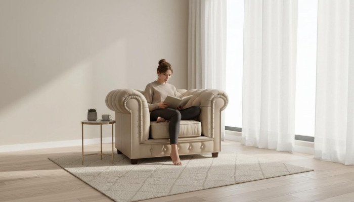 Edeler Design Chesterfield gestoffeerde fauteuil tv-zithoek loungeclub textiel