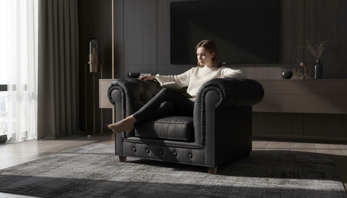 Edler Design Chesterfield fauteuil bekleed tv-zitkamer club textiel
