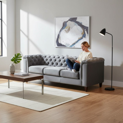 Designer bankstel 3-zits Chesterfield bank gestoffeerde banken bankstellen driezitter bankstel