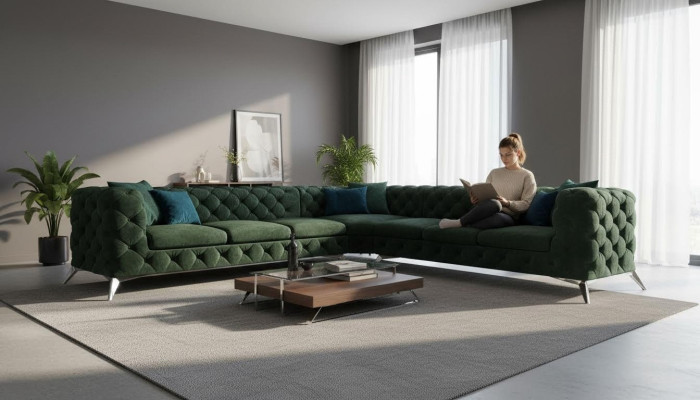 Chesterfield Design hoekbank bank bankontwerp bank kussens hoekbank