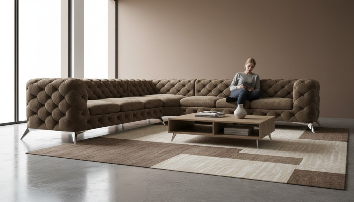 Velours Chesterfield hoekbank bankstel bankstel bank woonlandschap