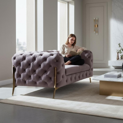 Ontwerp Chesterfield Sofa 2-zits bank Bekleding Stof Banken Fluweel Nieuw Tweezits