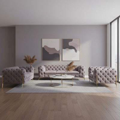 Ontwerper Chesterfield bankstel bank bank stoffering set 321 zitgroep nieuw
