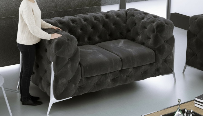 Chesterfield Bank 2-zits gestoffeerde zit stof textielbanken leren banken bank