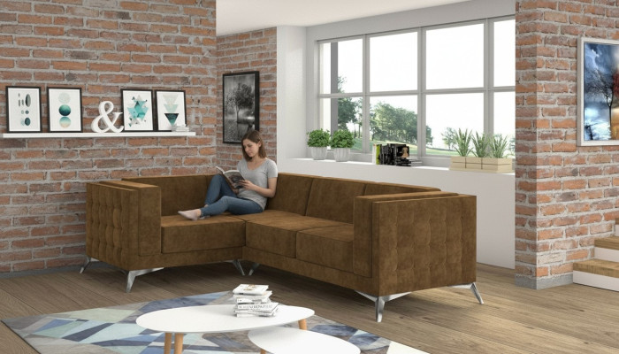 Stof L-vorm bankstel woonlandschap hoekbank set modern ontwerp sofa