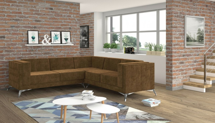 Ontwerp hoekbank bank L-vorm bank bekleding klassieke banken hoekbanken bruin nieuw