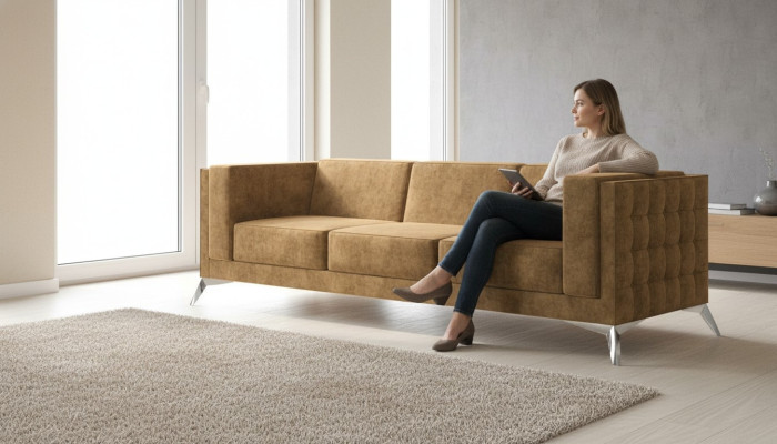 Zitterbank Bank Bekleding Bankstel Textiel Stof Chesterfield Bankstel Driepersoons