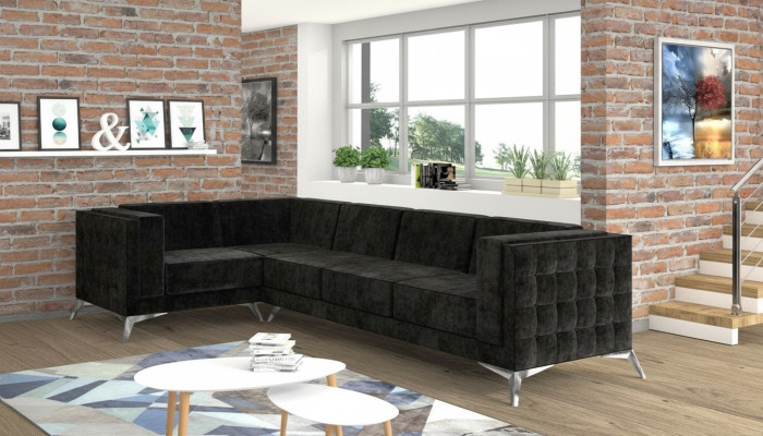 Chesterfield hoekbank L-vorm stof Design Bank bekleding Zit textiel Bank Hoek Nieuw