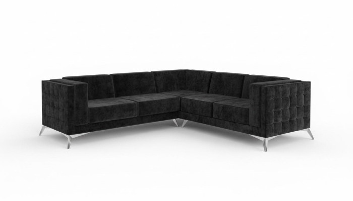 Zwarte fluwelen design hoekbank Chesterfield bank bank woonlandschap stoffen zitplaats