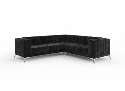 Zwarte fluwelen design hoekbank Chesterfield bank bank woonlandschap stoffen zitplaats