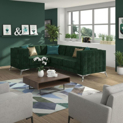 Hoekbank L-vorm Bank Bank Ontwerp Bankstel Bekleding Textiel Modern Hoekbank Groen