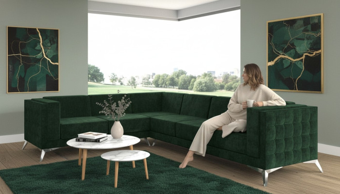 Hoekbank Bank Bank Bekleding L Vorm Woongebied Zitgroep Decor Banken