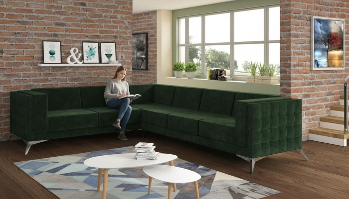 Stof L-vorm bank woonlandschap hoekbank set design modern bank modern nieuw