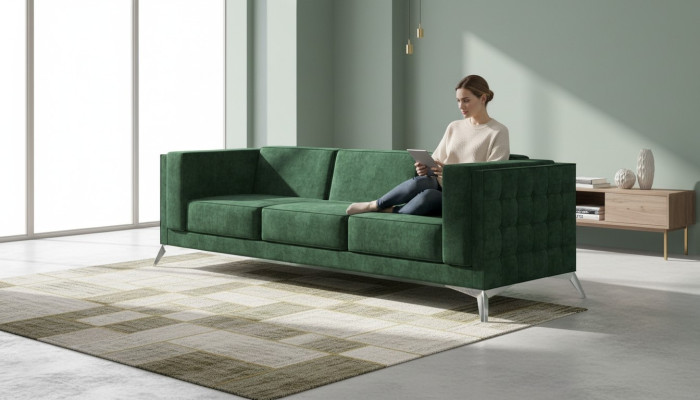 Driepersoons 3-zits bank gestoffeerde bank van textiel Chesterfield bankstel