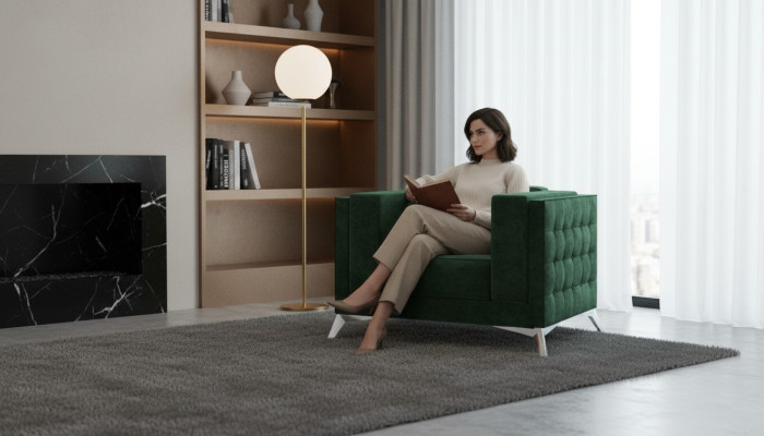 Chesterfield fauteuil 1-zits bank gestoffeerd Nieuw tv-bank textielstof