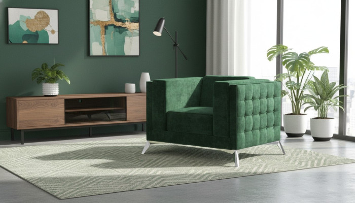 Chesterfield fauteuil 1-zits bank gestoffeerd Nieuw tv-bank textielstof
