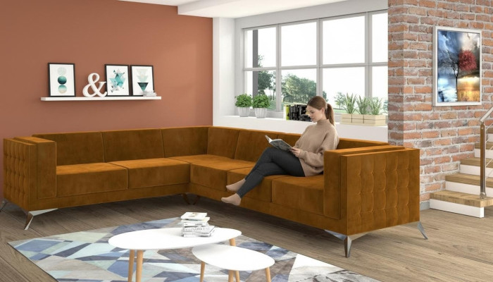 Hoekbank L-vorm Stoffen Bankstel Woonlandschap Set Design Modern Bank