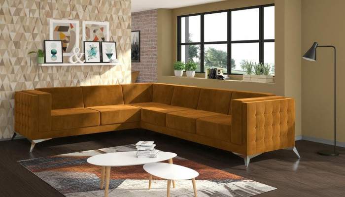 Hoekbank L-vorm Stoffen Bankstel Woonlandschap Set Design Modern Bank
