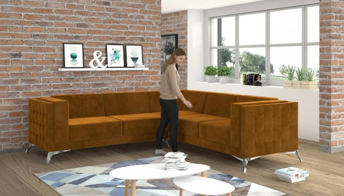 Hoekbank woonlandschap design bank bank stoffen zitcombinatie textiel
