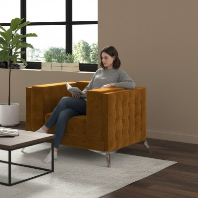 Chesterfield fauteuil bankstel 1 zits stof banken gestoffeerd Nieuwe tv-bank.