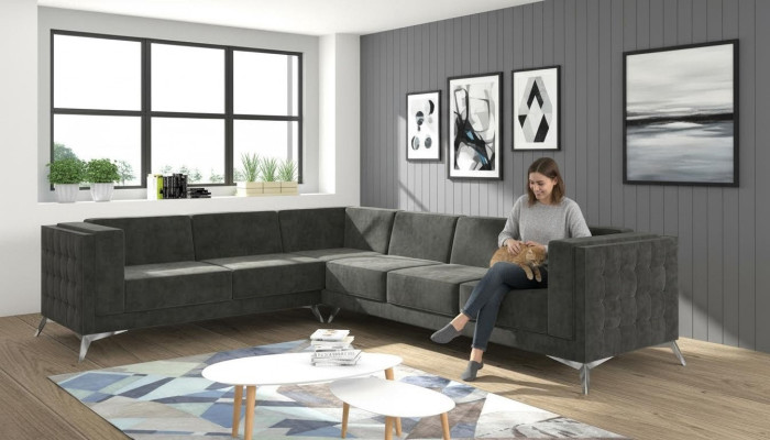 Woongebied hoekbank L-vorm bank bank decor ontwerp bank stof modern