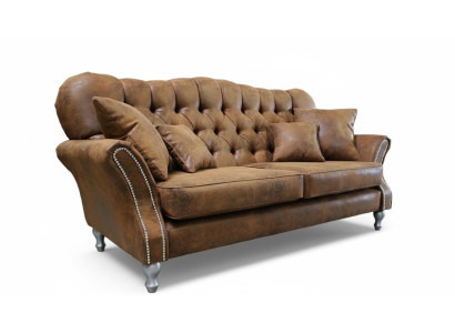 Vintage Chesterfield bankstel Bank Bank Leder 3+1 zitplaatsen Set