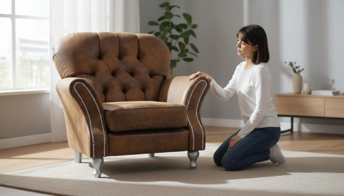 Ontwerp fauteuil 1-zitplaats Bruin Textiel Luxe Club Loung bank Tv Chesterfield.