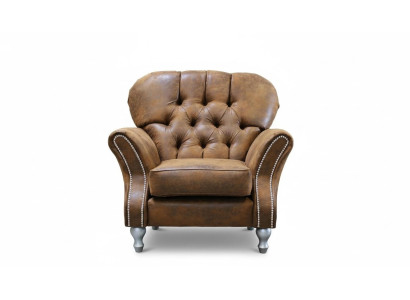 Ontwerp fauteuil 1-zitplaats Bruin Textiel Luxe Club Loung bank Tv Chesterfield.