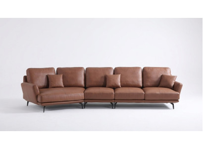 Leren bank woonlandschap hoekbank L-vormige hoek set stel modern sofa.