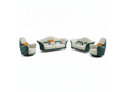 Sofagarnituur 3+2+1 zits leren bankstel bankstel Design Beige Groen