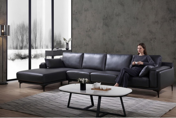 Sofa Ontwerp hoekbank L-vorm leren bank bank woonlandschap set moderne banken