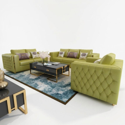 Woonlandschap bankstel 3+2+1 zits leren bankstel bankstel Chesterfield